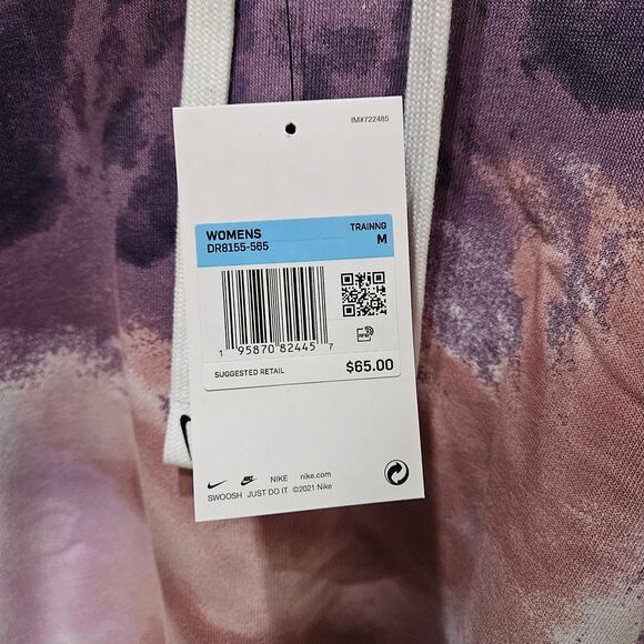 Nike Women's Crop Pullover Purple Tie Dye Hoodie DR8155-565 Size Medium - Picture 4 of 8
